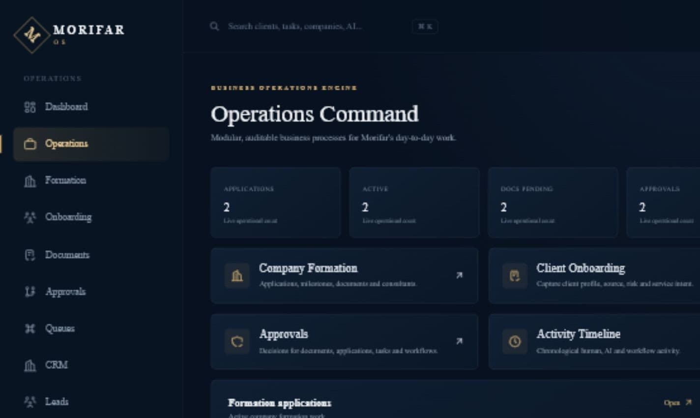 Morifar OS Operations Command interface